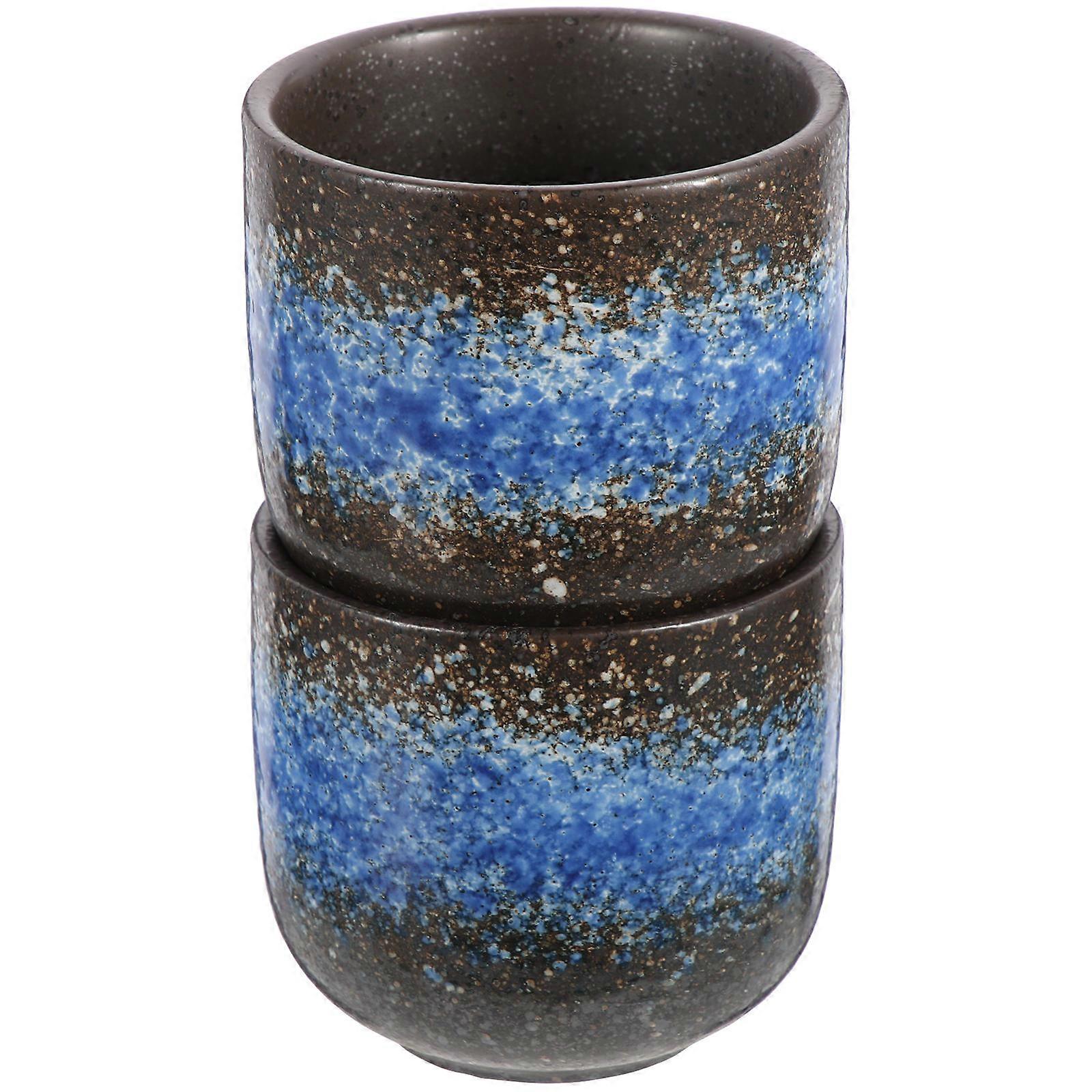 Household Ceramic Tea Cup 2Pcs Multi-Function Water Cup for Storage