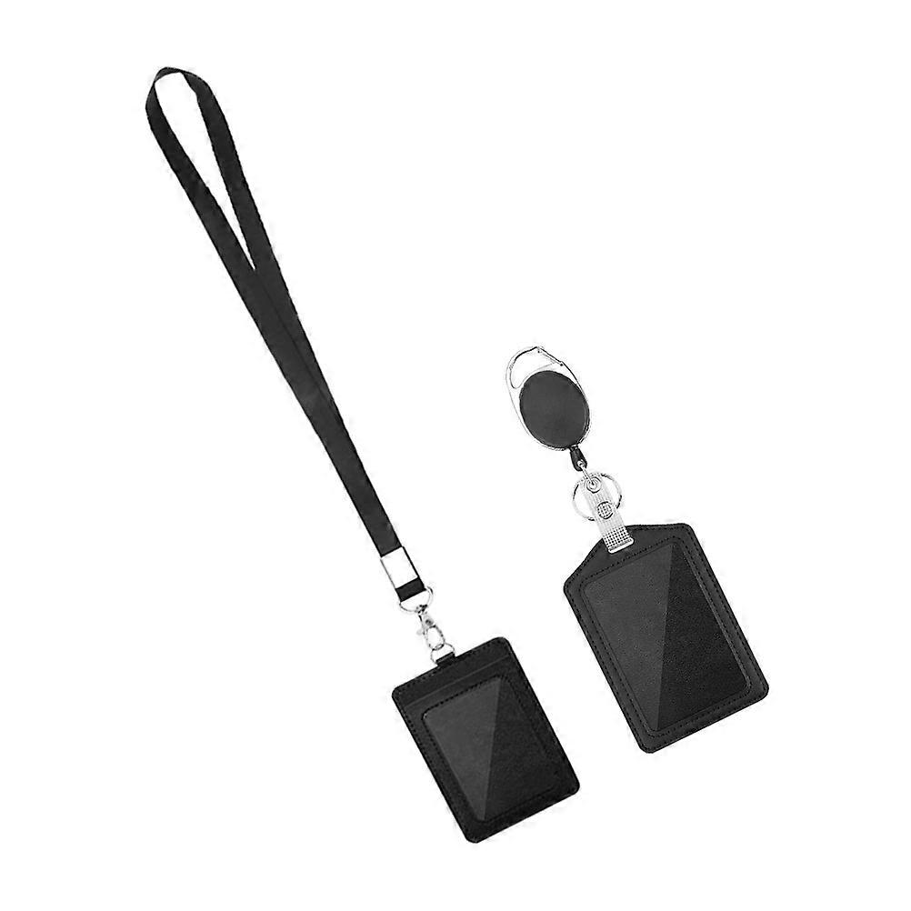 Retractable Badge Holders PU Cards Holder for Storage Use 1Set