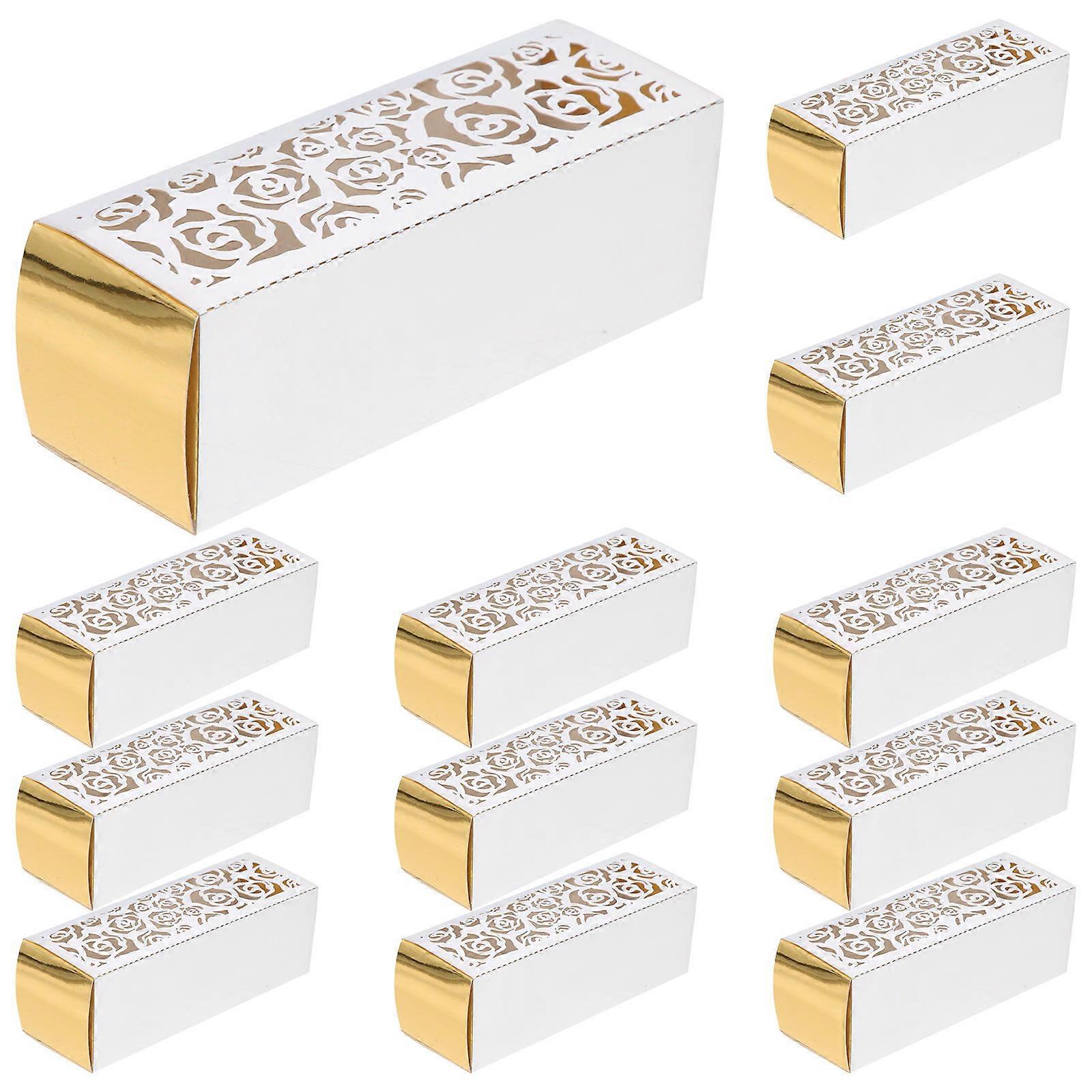 Silver Rose Pattern Candy Boxes for Storage 50Pcs Wedding Candy Packaging Paper Boxes