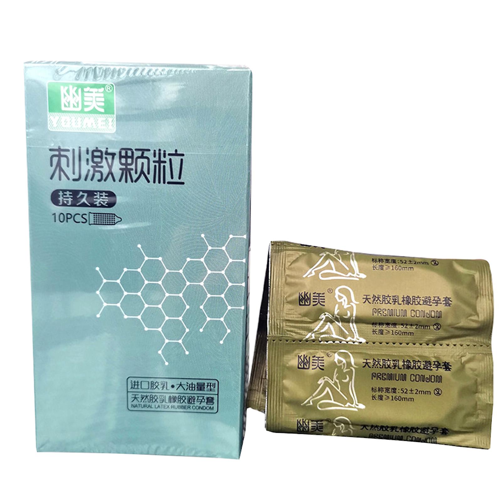 10pcs Natural Latex Condom Super Lubrication G-spot Large Particles Delay Condom