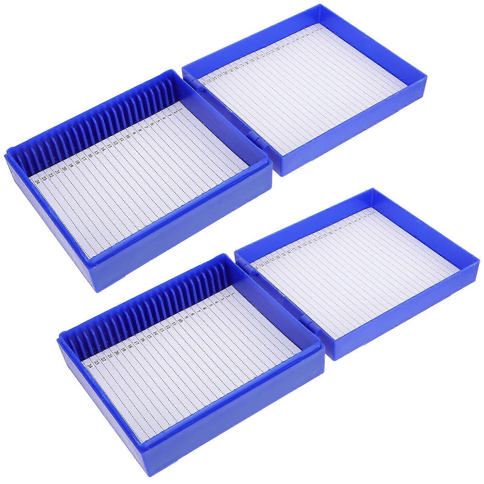 2pcs Multi Slots Microscope Slide Box Slide Storage Holder Slide Storage Container