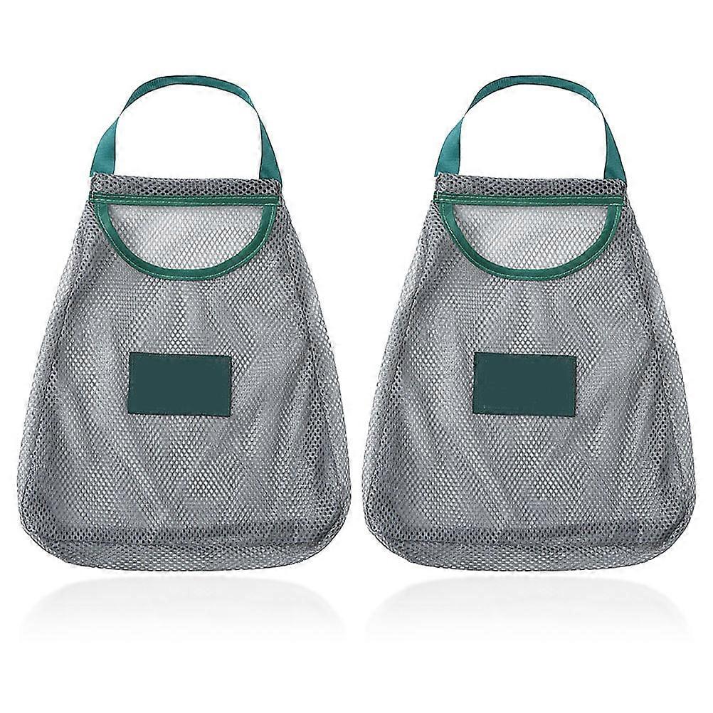 Green Vegetable Hanging Mesh Bag for Storage Use with 2Pcs Polyester