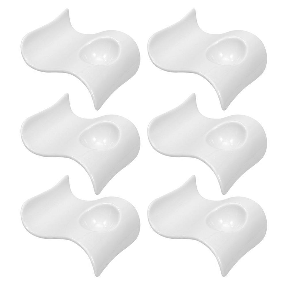 6 Pcs White Ceramic Egg Cups Wave Shape Appetizer Holder Suitable For Kitchen And Dining Table