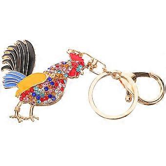 Rhinestone Rooster Pendant Hanging Accessory Daily Use Car Key Accessory 1Set