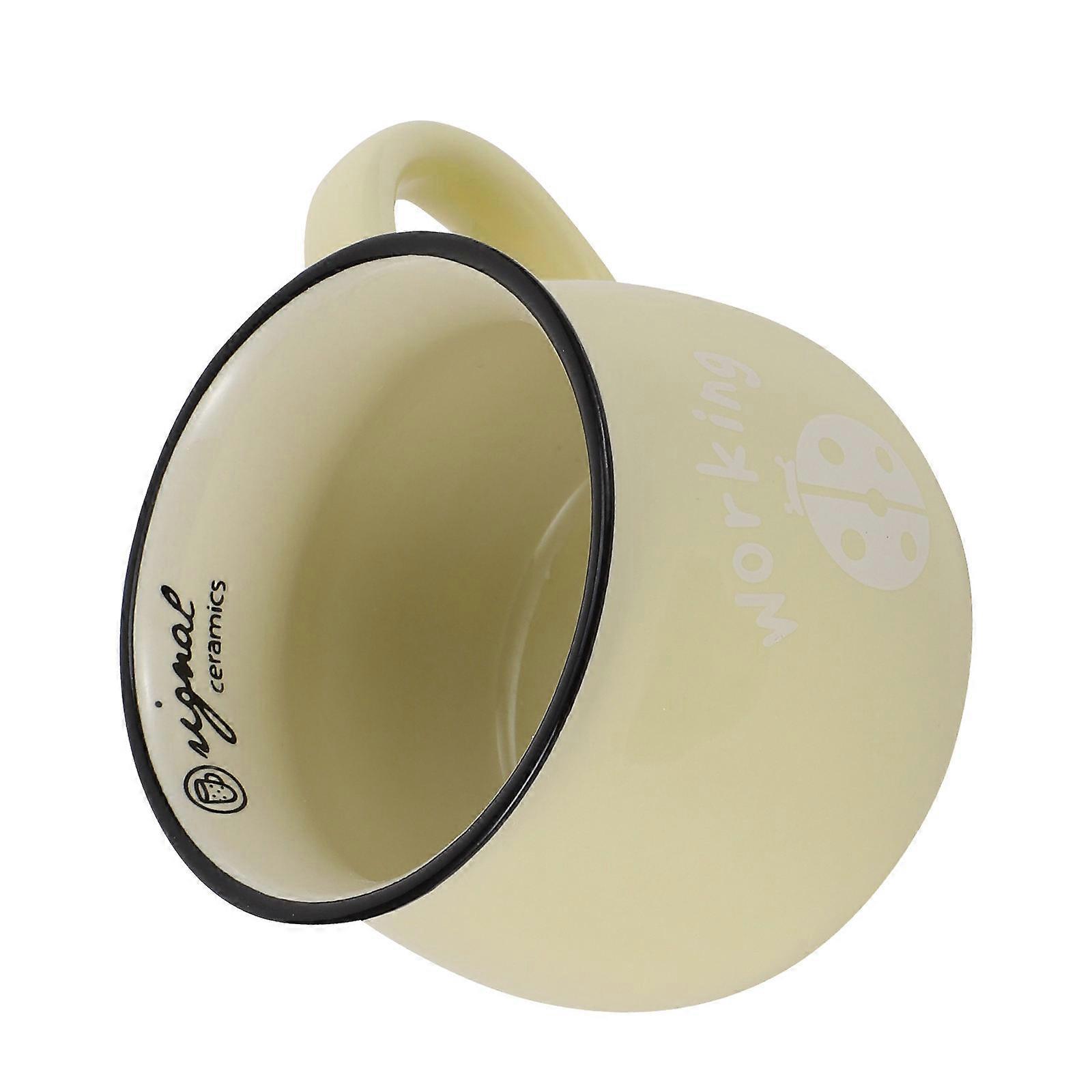 Yellow Ceramic Coffee Cup Ceramic Mug for Home Use 2Pcs Pack