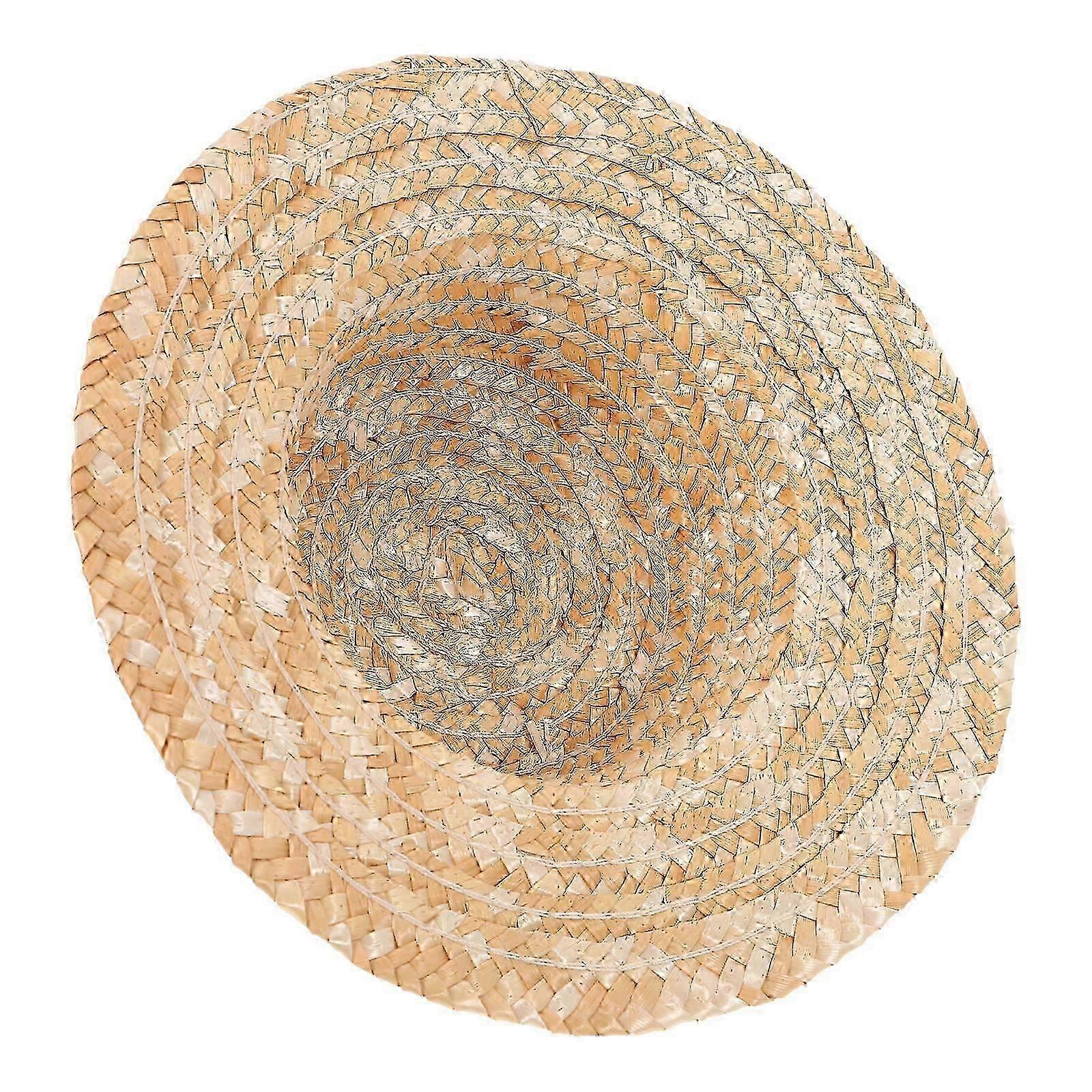 Small Round Top Hat Mini Straw Hat for Decoration Doll Accessory