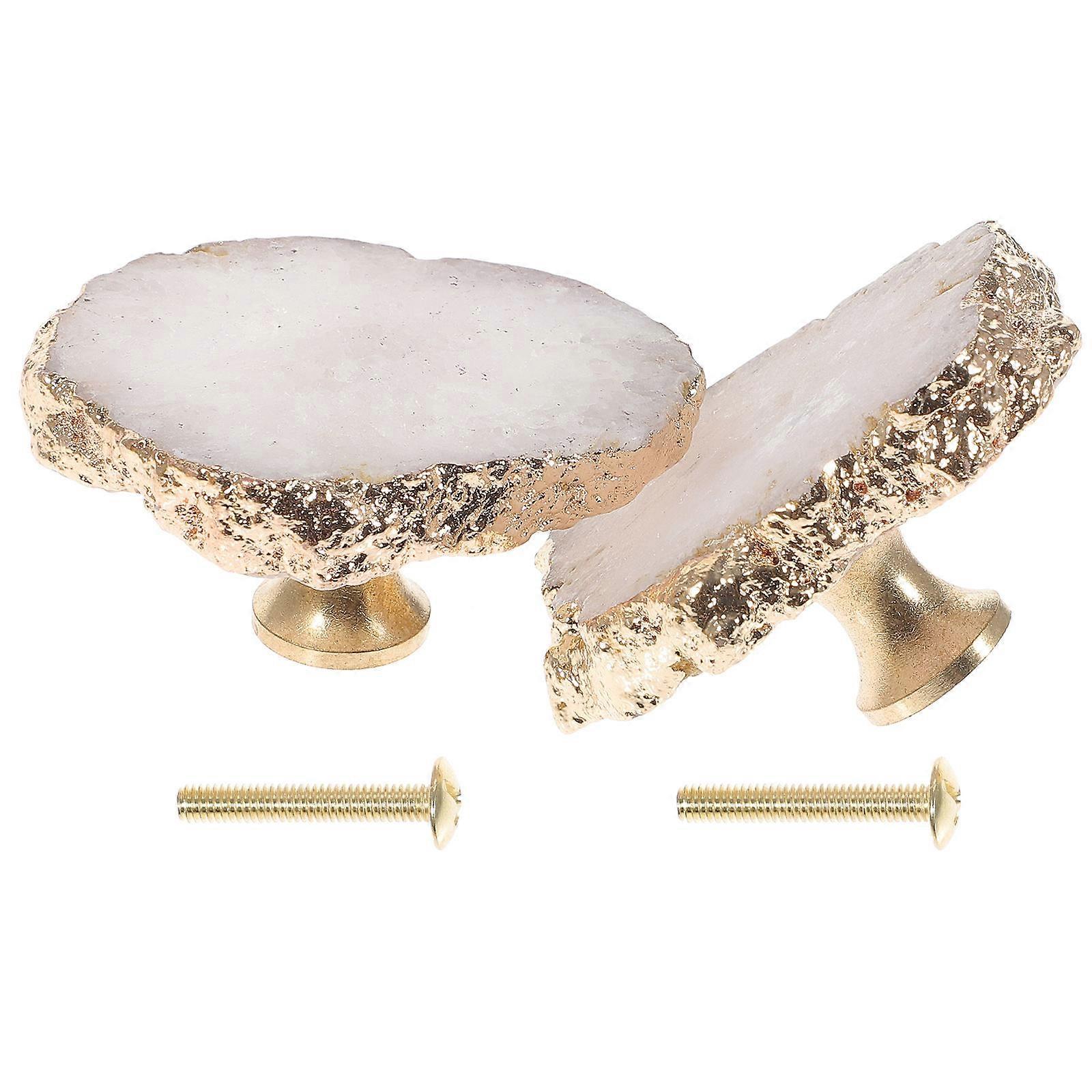 2pcs Cabinet Knobs Decorative Crystal Drawer Pulls Brass Cupboard Pull Furniture Handles