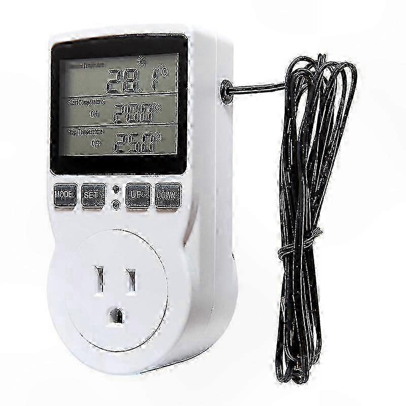 Digital Temperature Controller EU Plug Outlet with Timer Switch & Sensor Probe for Heating Cooling