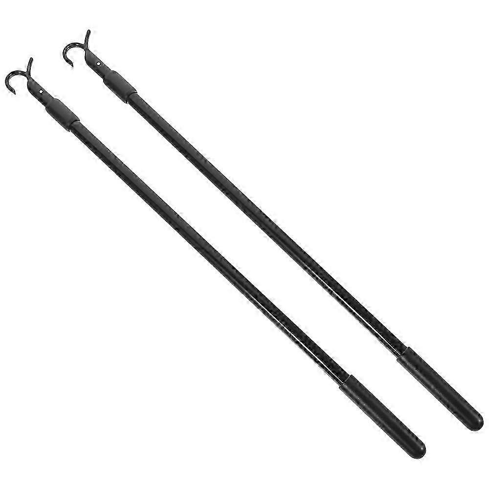 Black Drapery Pull Rod with Adjustable Function 2Pcs