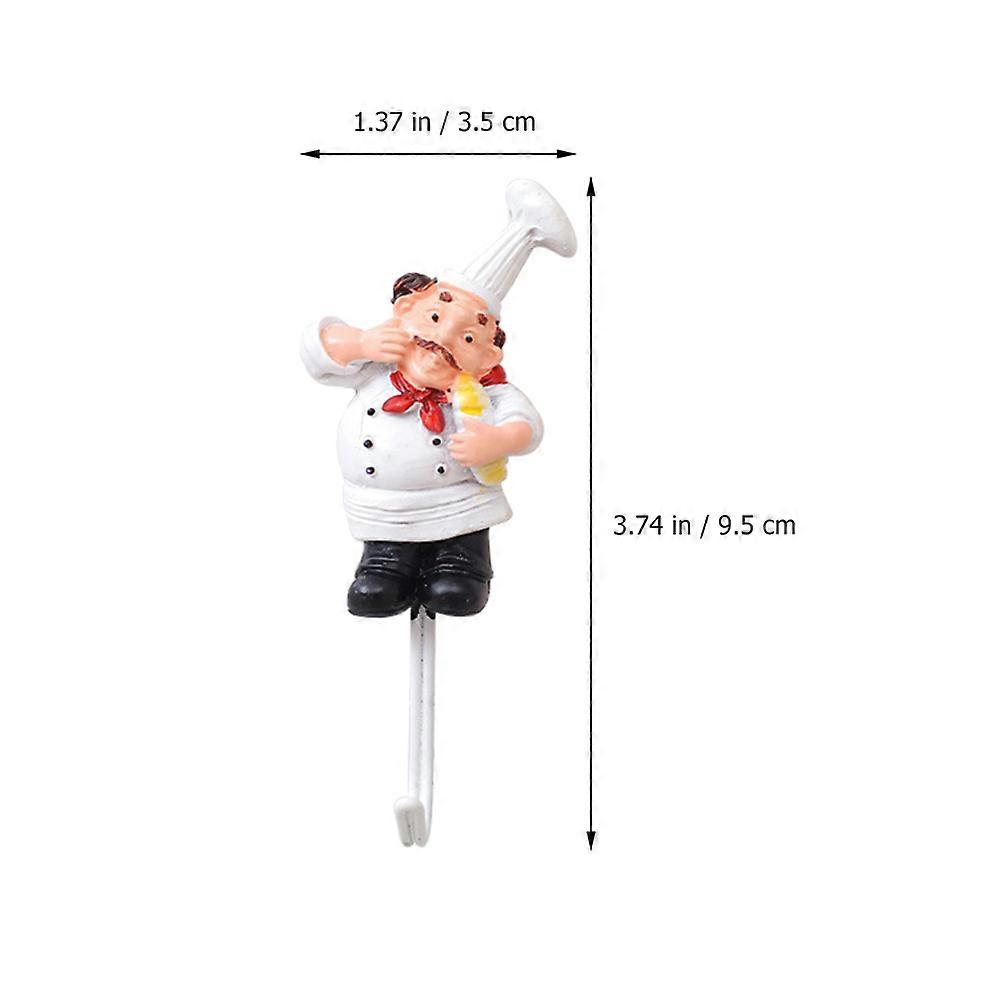 4Pcs Creative Chef Modelling Hook Punch-free Kitchen Pasting Hook Wall Decor