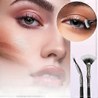 Mascara Fan Brush, Folding Angle Scalloped Lash Brush, Eyelash Comb Separator for Upper and Lower Lashes, 2 Pack