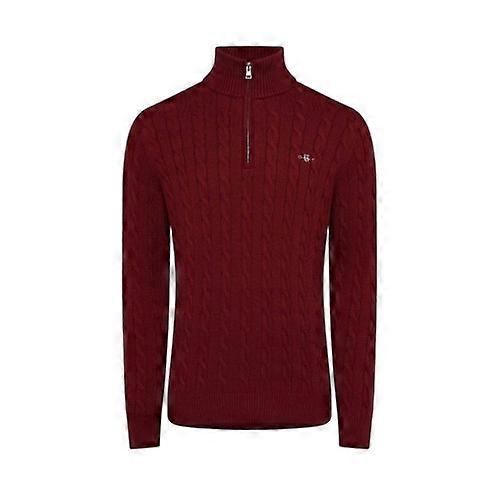 Gant Mens Cable Knit Half Zip Regular Jumper