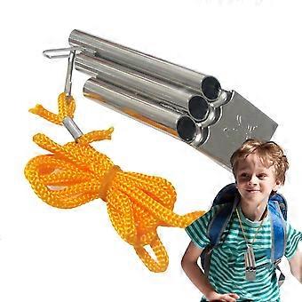 Stainless Steel Emergency Whistle Triple Tube Loud Survival Whistle with Lanyard for Hiking Camping