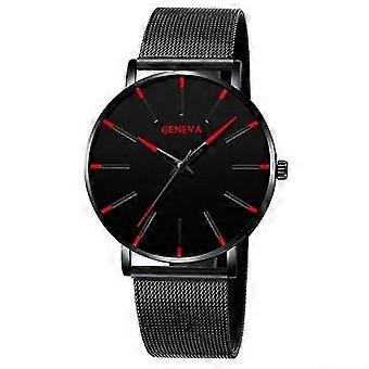 GENÈVE Män Kvarts Klocka Mode Casual Armbandsur med Rostfritt Stål Rem - Stil D