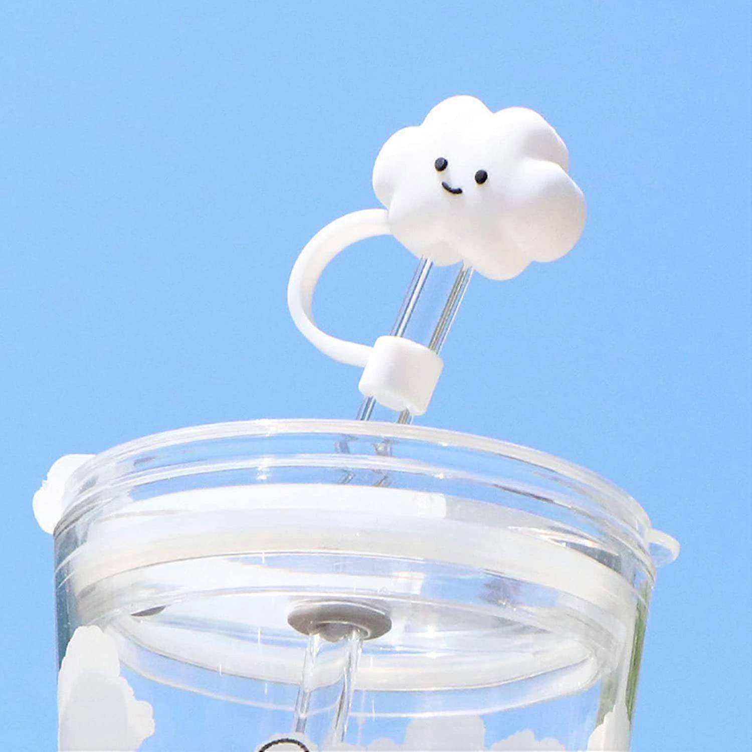 2 Pcs Silicone Straw Tips Cover,Reusable Cloud Shape Straw Toppers,Cloud Straw