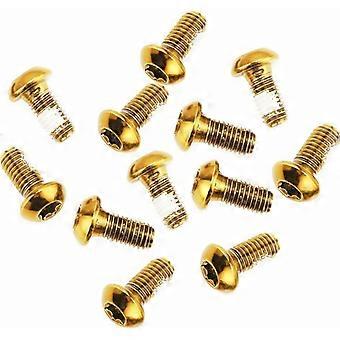 Compatible with 12 stainless steel mountain bike brake disc bolts, M5 10mm, brake disc bolt fixing bolts (gold).