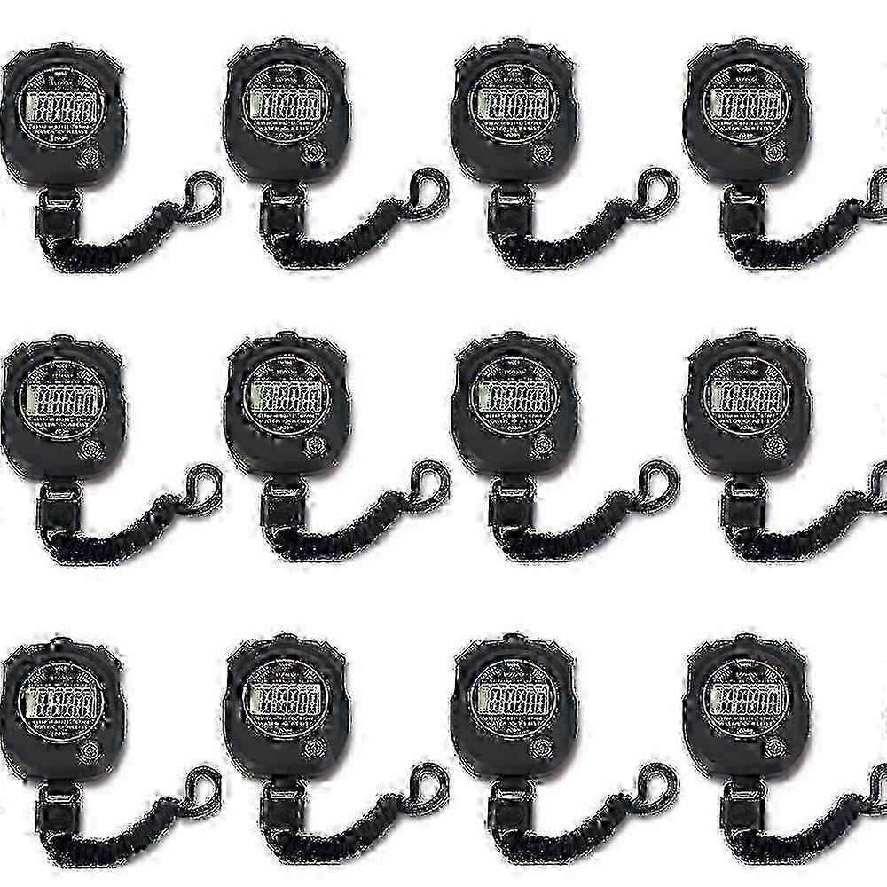 12 pack Multi-function Electronic Digital Sport Stopwatch Timer, Large Display with Date Time and Alarm Edition 529