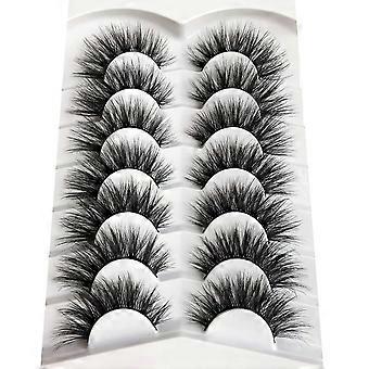 8D Fluffy Cat Eye False Eyelashes 7 Pairs Pack Wispy Thick Faux Mink Multipack