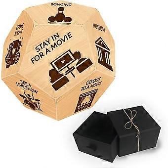 Anniversary Date Night Gifts 1Set Wood Entertainment Activity Decision Dice Wedding Gifts Funny Date Night Ideas Dice Rectangle Velvet Packing Pouches
