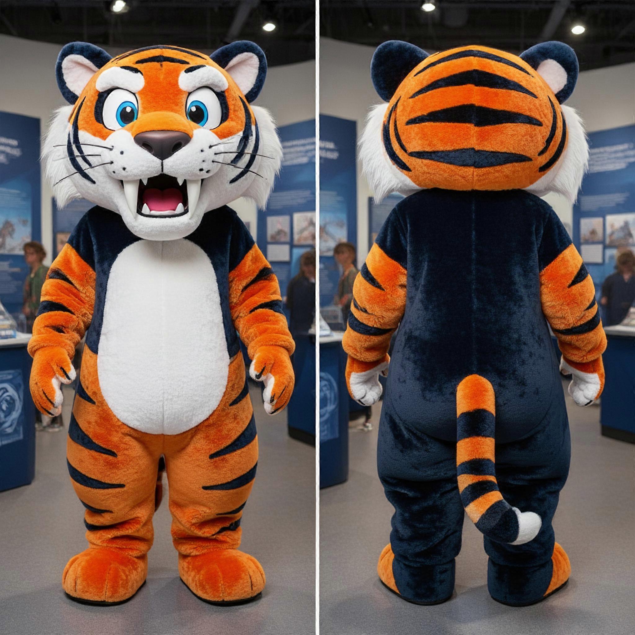 MASTICOT Navy Plush Saber Toothed Tiger Mascot