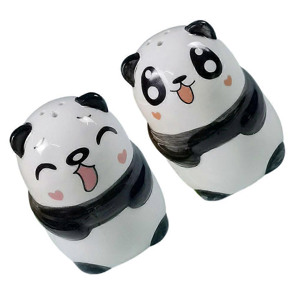 2Pcs Ceramic Spice Jar with Panda Pattern for Storage Use in Kitchen