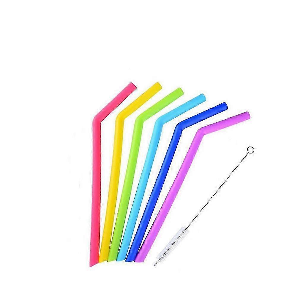 6PCS Eco Reusable Silicone Drinking Straws