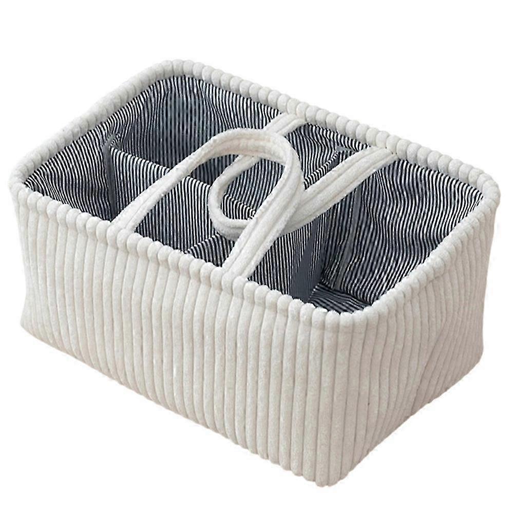 White Multi-Compartment Fabric Storage Basket