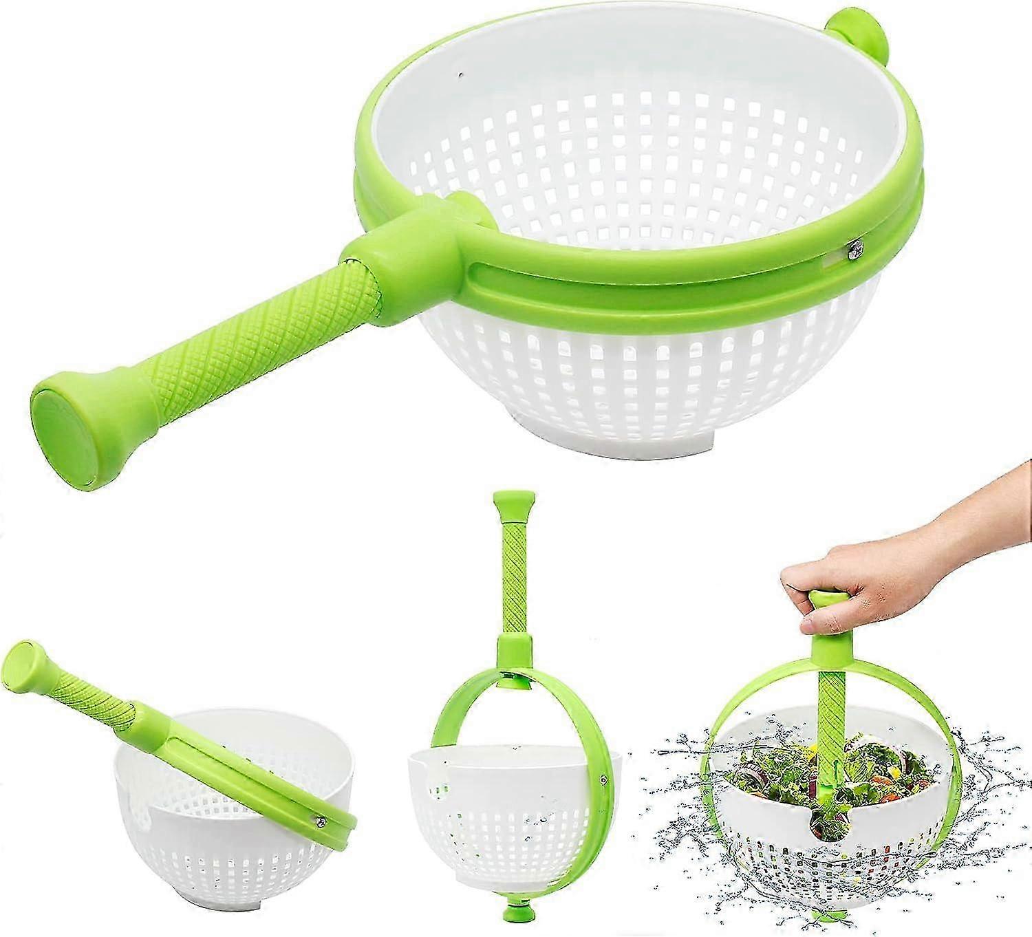 Compact Small Salad Spinner with Convenient Rotating Drain Device for Quick Drying