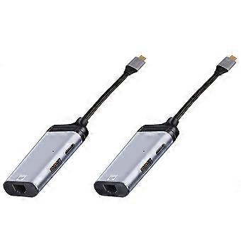 2X 3 in 1 Type-C to Gigabit Ethernet Rj45 Lan PD Charging USB C Data Port Converter Adapter for TV MacBook Samsung S20