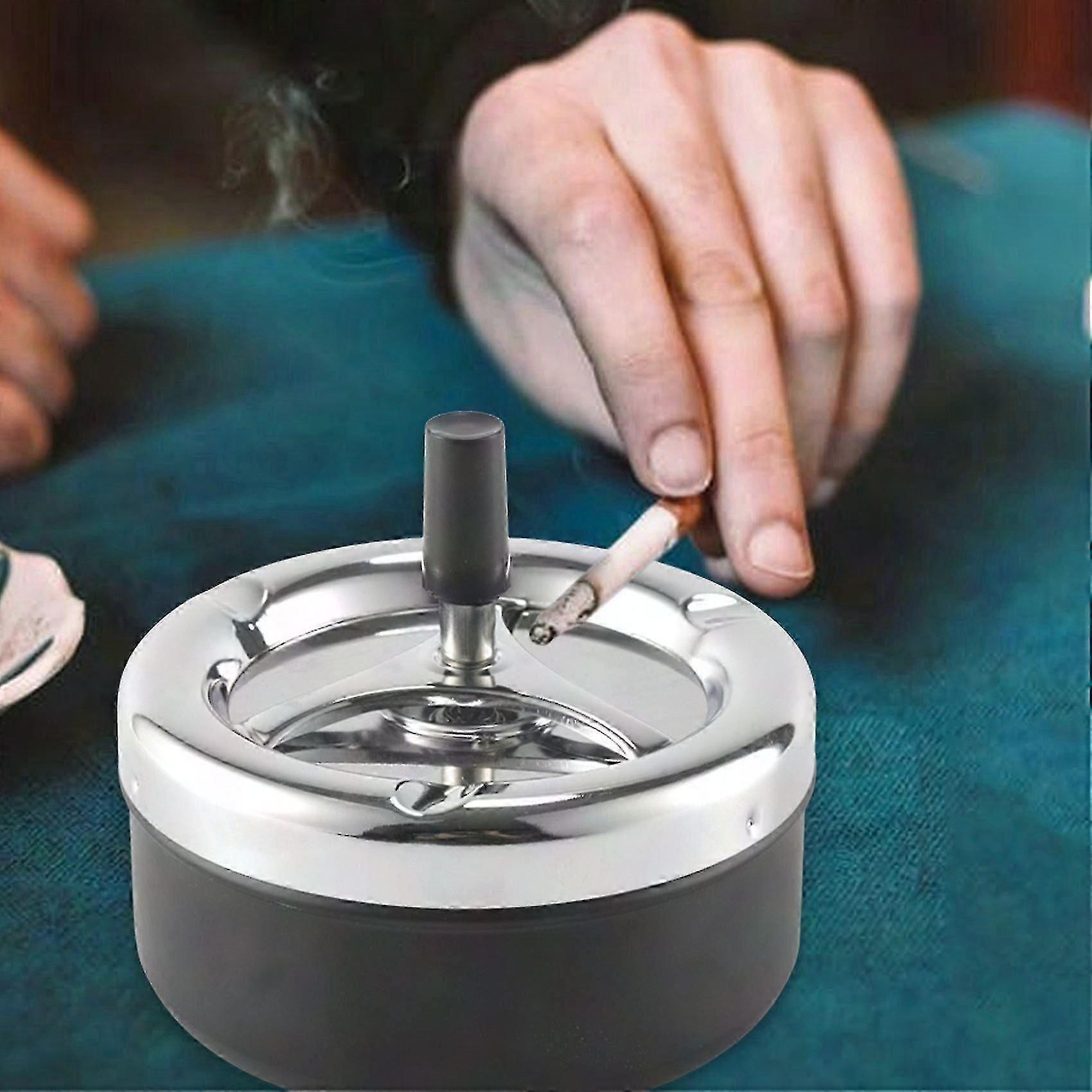 Round Push Down Ashtray with Spinning Tray