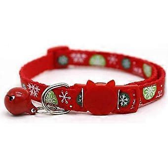 Adjustable Christmas Pet Collar with Jingle Bell & Snowflake Pattern, Nylon Bow Tie for Small Cats & Puppies