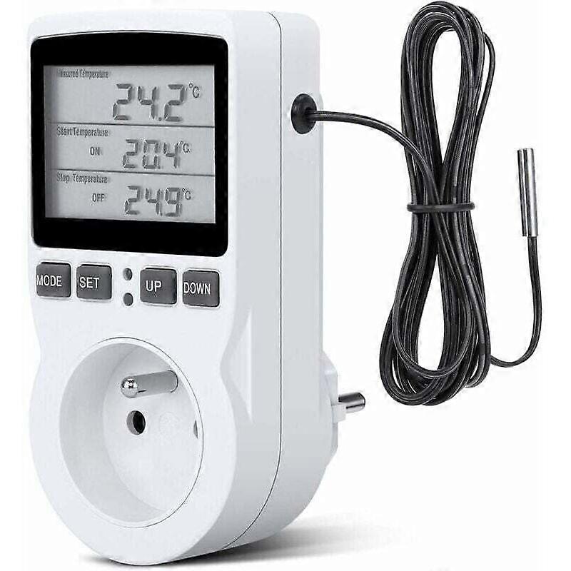 Thermostat Socket, Digital Timer Socket, Digital Programmable Socket with Probe, Programmable Digital Timer, Heating Thermostat Socket for Greenhouse,