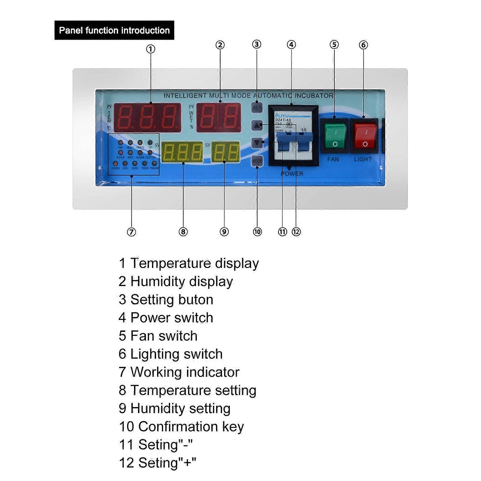 Automatic Egg Incubator Controller Digital Temperature Humidity Controller Accessory 180‑240V