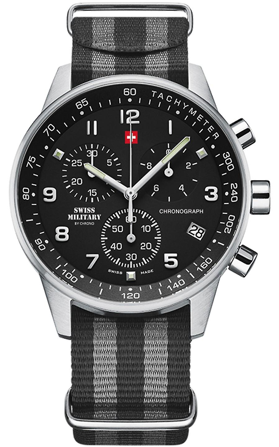 Montre Homme Svalbard FLIGHT GA34 - Mouvement Suisse Quartz - Boîtier Acier 40 Mm - Bracelet Cuir Noir - Neuf étiqueté