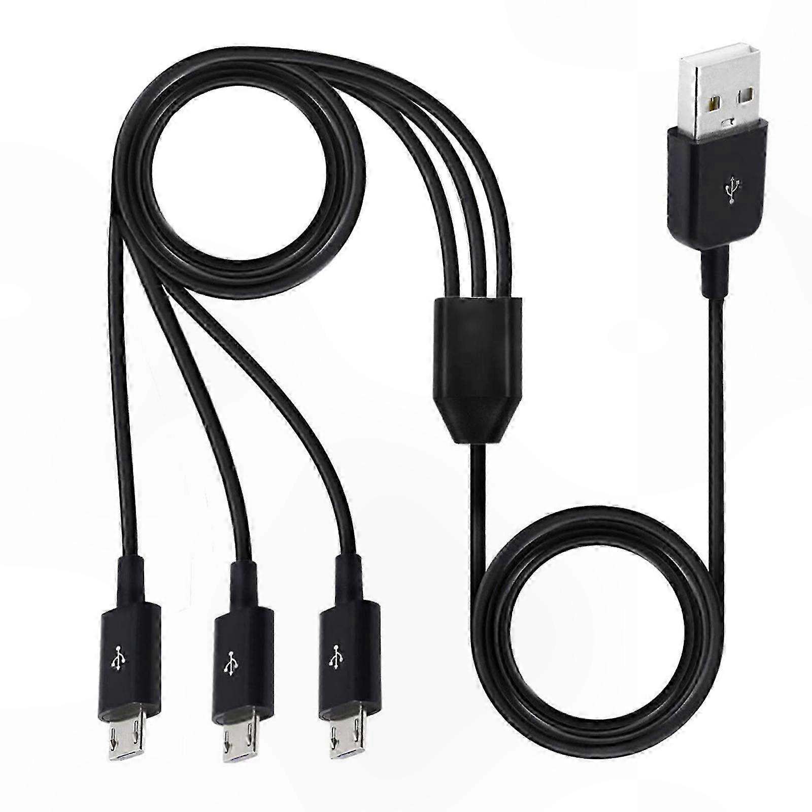 White Micro USB 3-in-1 Splitter Cable