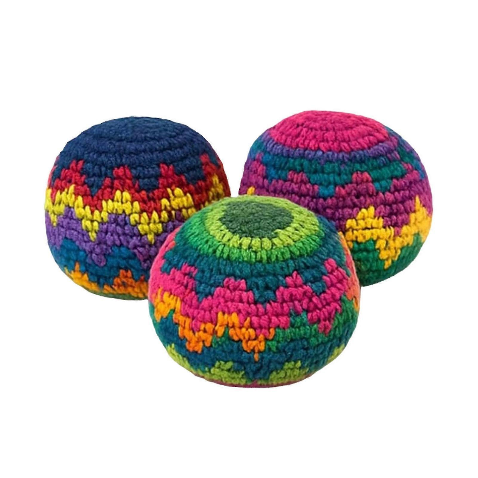 Hand Knitted Footbag Soft Geometric Design