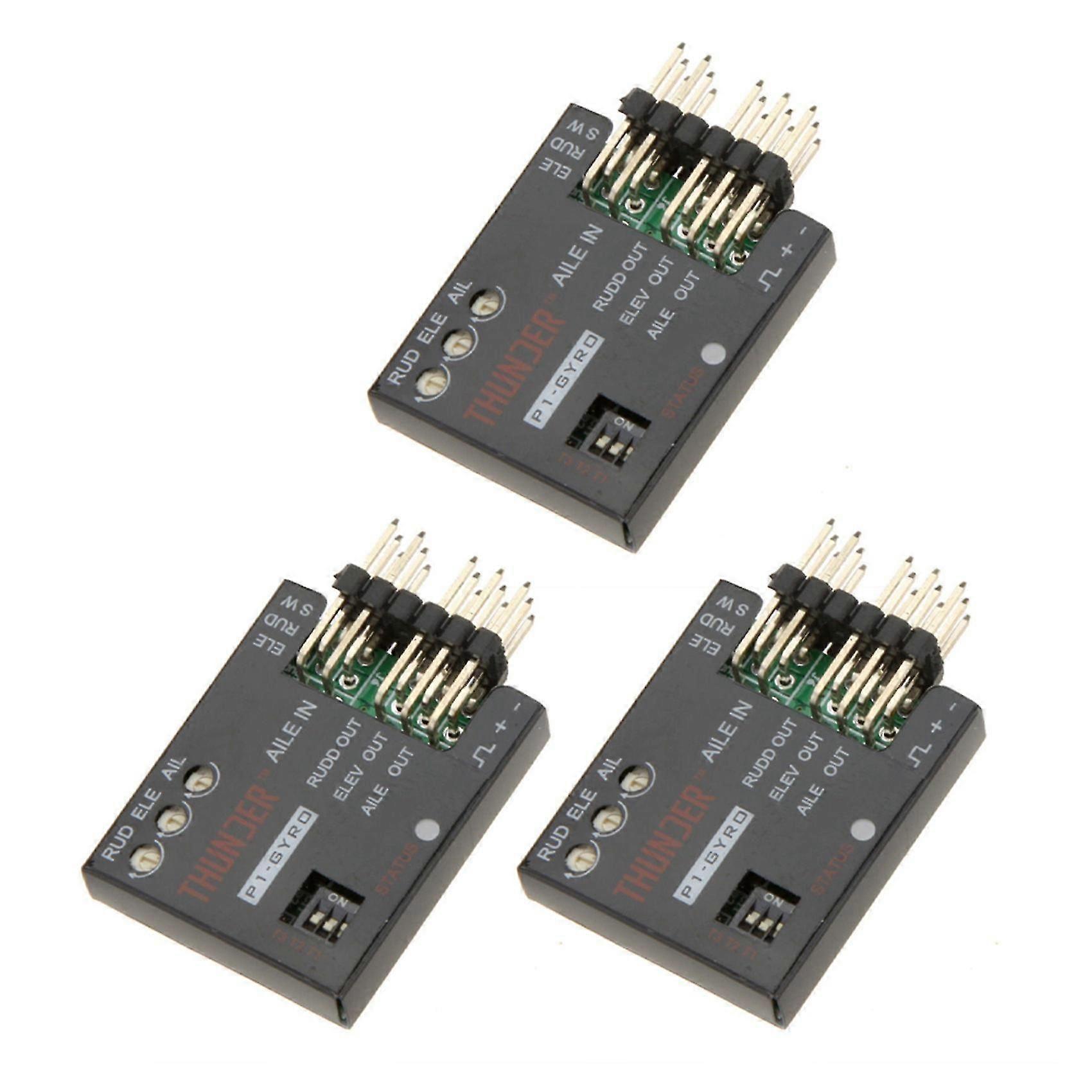 3x P1-gyro 3-axis Flight Controller Stabilizer Gyro System Compatible with Fixed Flying Wing Black