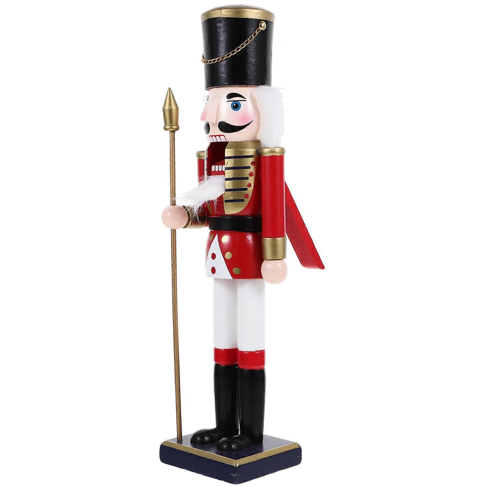 Desktop Wooden Nutcracker Decor Christmas Nutcracker for Home Use 2Pcs