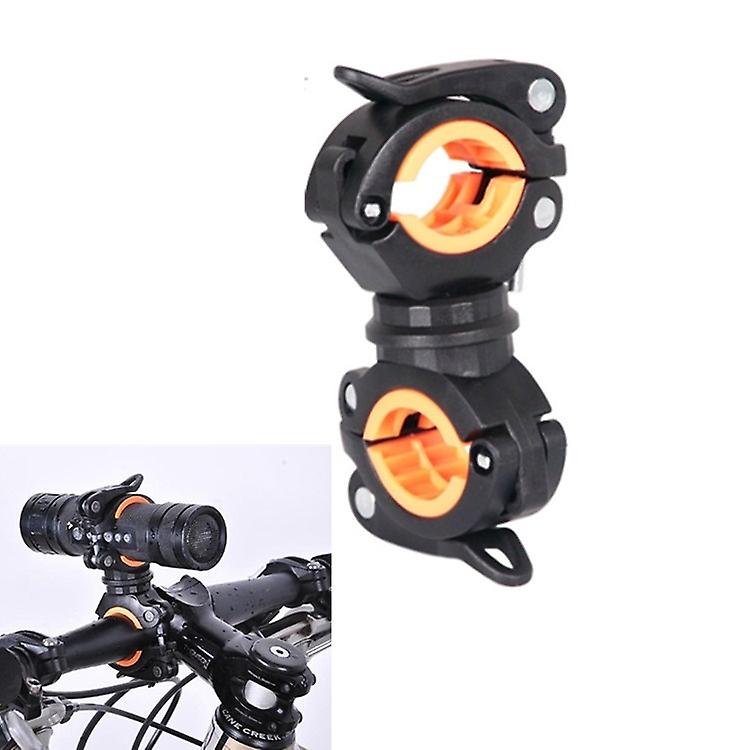 360 Lamp Holder Bicycle Flashlight Lamp Clip Fixing Bracket(Black Orange)