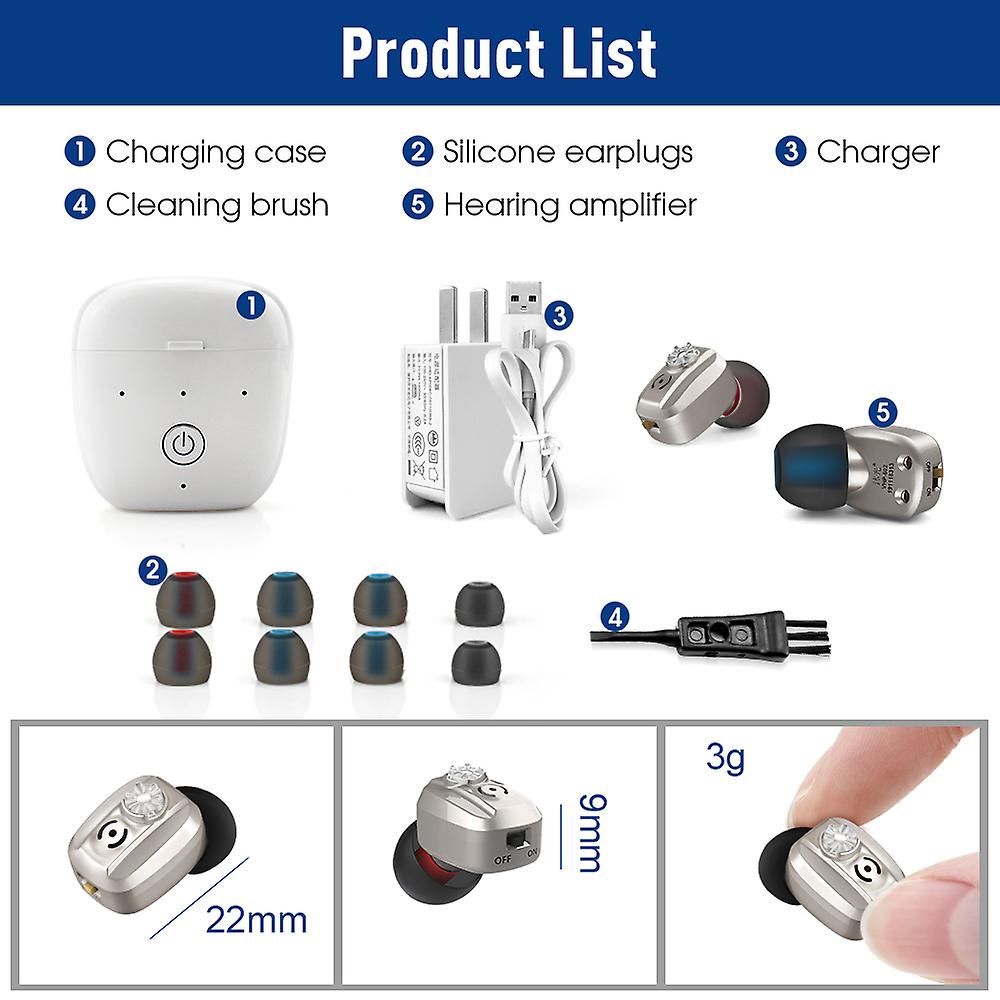 Mini Digital Hearing Aid,wireless In Ear Sound Amplifier,portable And Rechargeable,suitable For The Elderly With Moderate