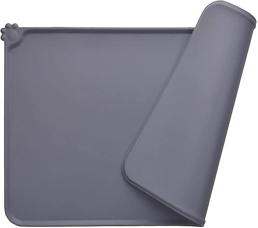 Dog Bowl Mat, Standard Silicone Cat Feeding Mat, Waterproof And Non-slip, Grey, 47 X 30 Cm