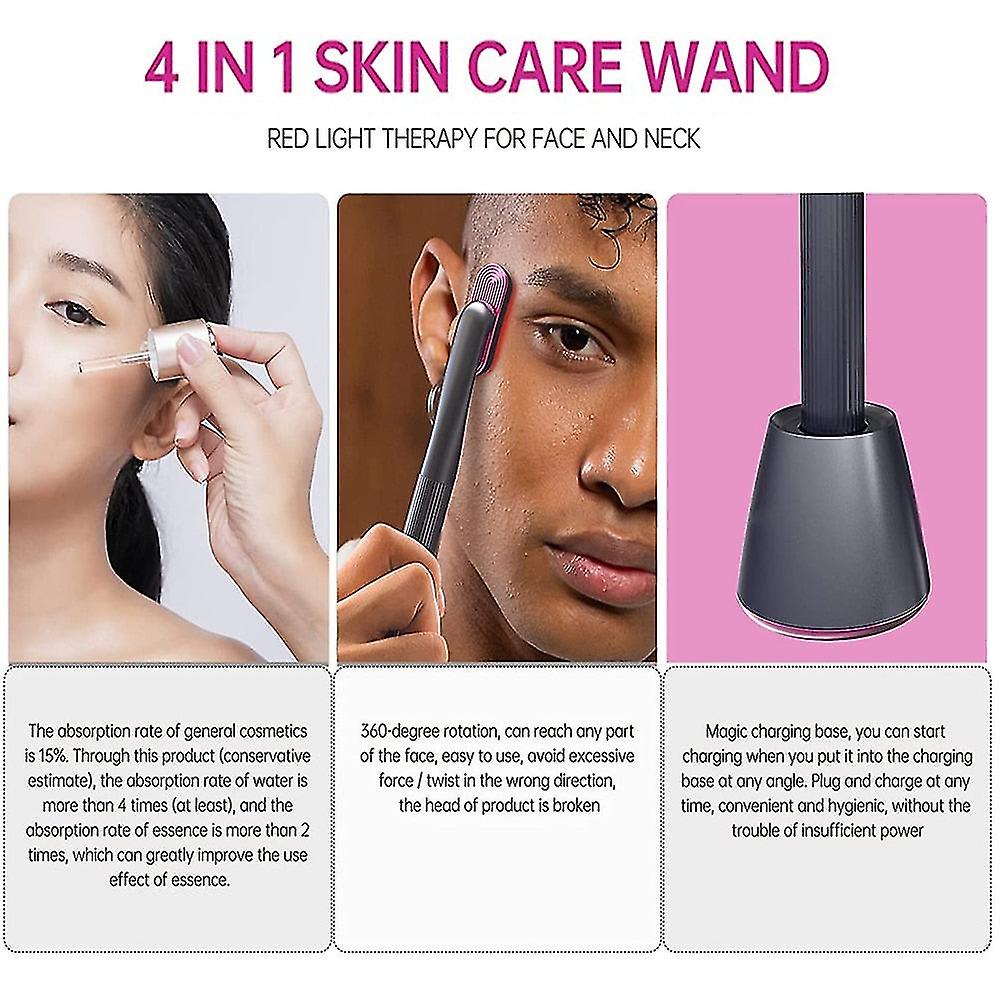 D Theutic Warmth Face Massa Red Led 4-in-1 Skre Tool Wand Face Care Tools