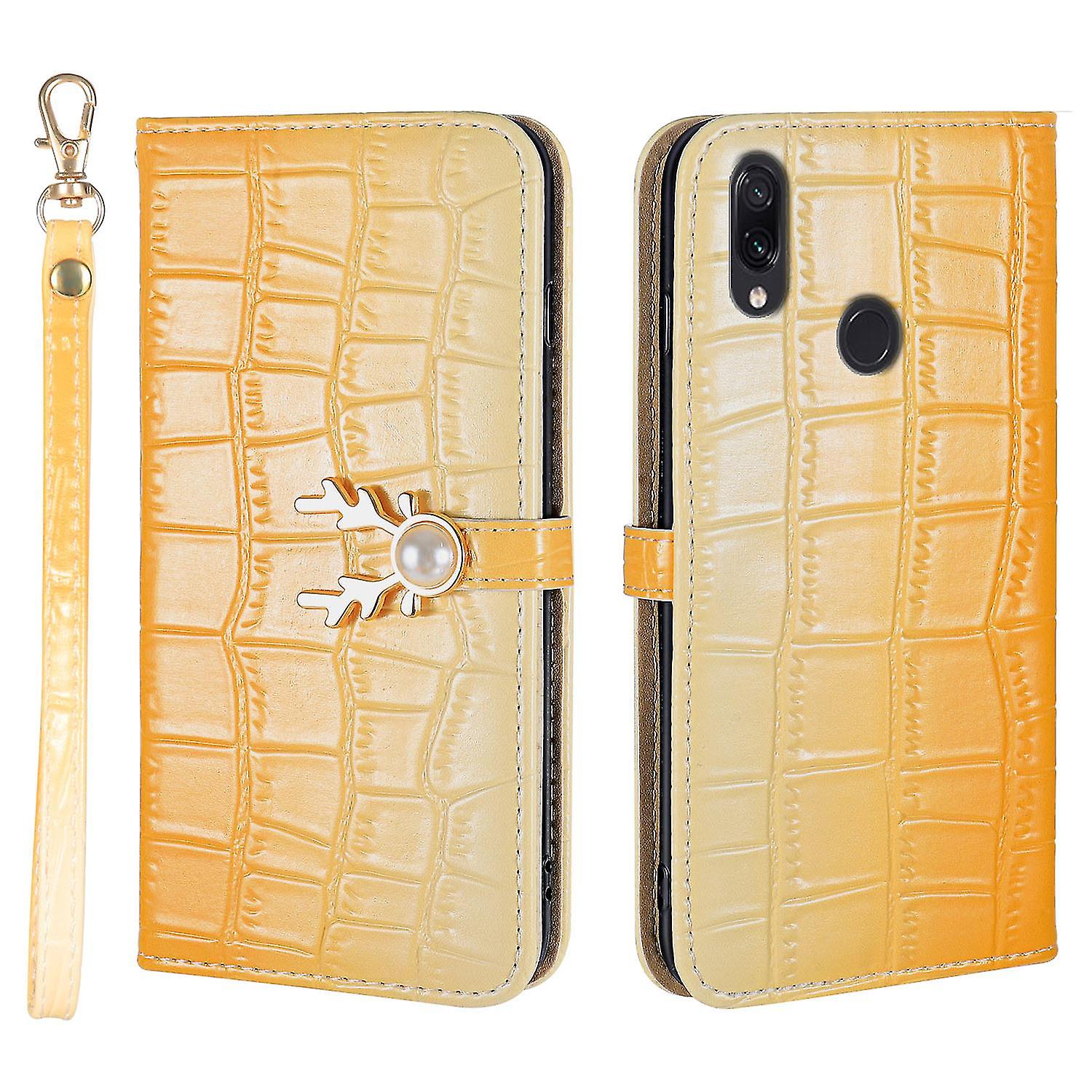 Elk Pattern Phone Case For Redmi Note 7 With Card Holder, Lanyard, Pu Leather Material, Wallet Function, Corner Fall Protection