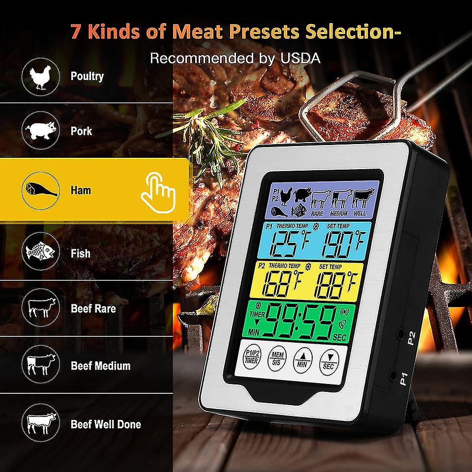 Thermomètre De Cuisine Numérique Avec Sonde - Lecture Instantanée LCD Pour BBQ, Viande, Vin Et Pâtisserie