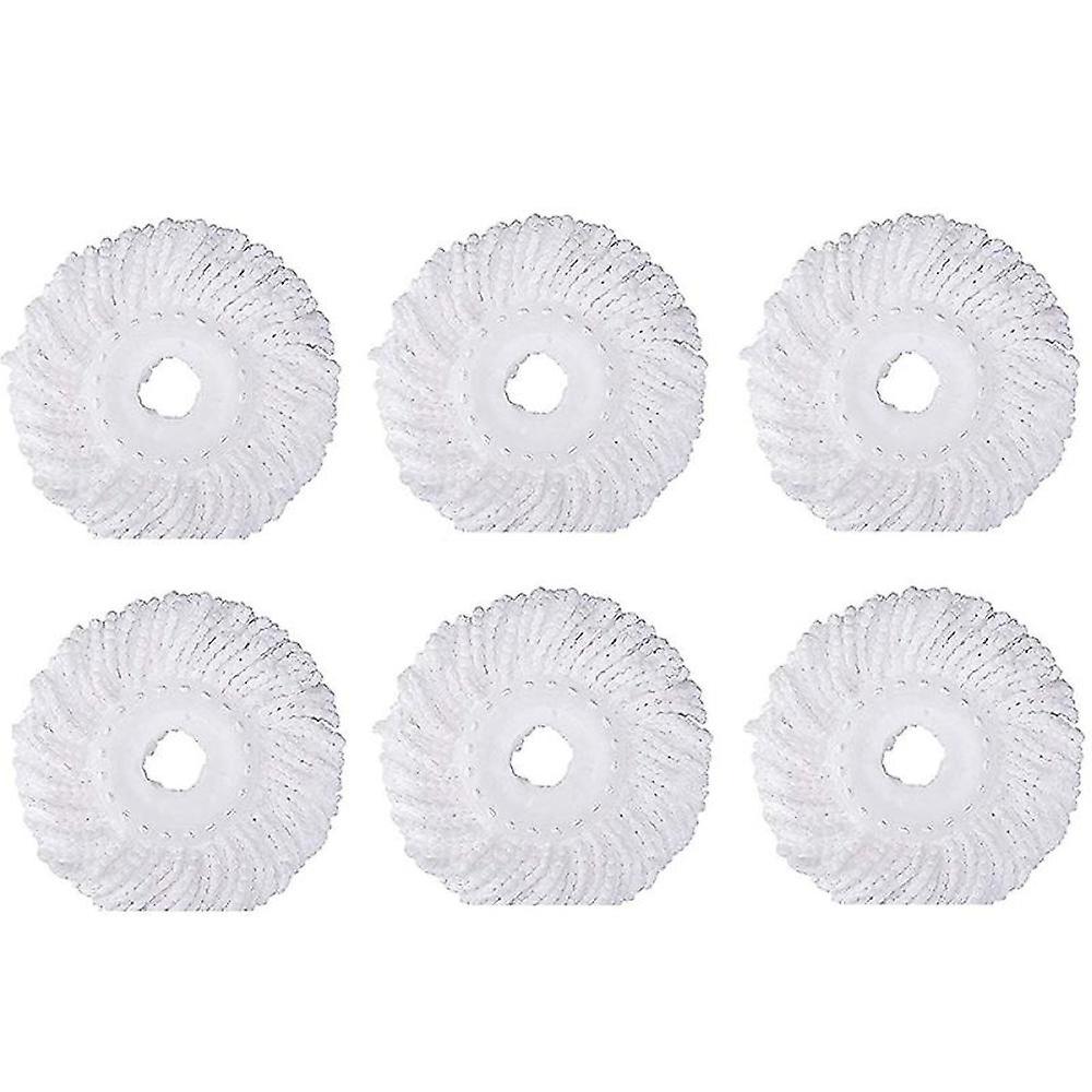 6pcs 360 Spin Mop Replacement Head, Round Shape Microfiber Standard Size Mop Head Refill For Hurri