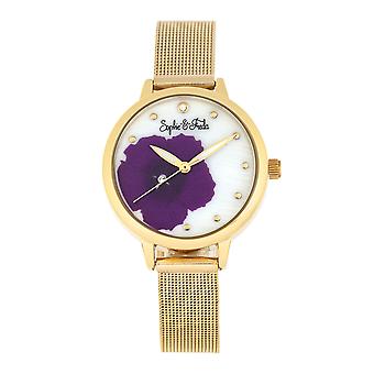 Sophie und Freda Raleigh Mutter-von-Perle-Armband Uhr w/Swarovski Kristalle - lila