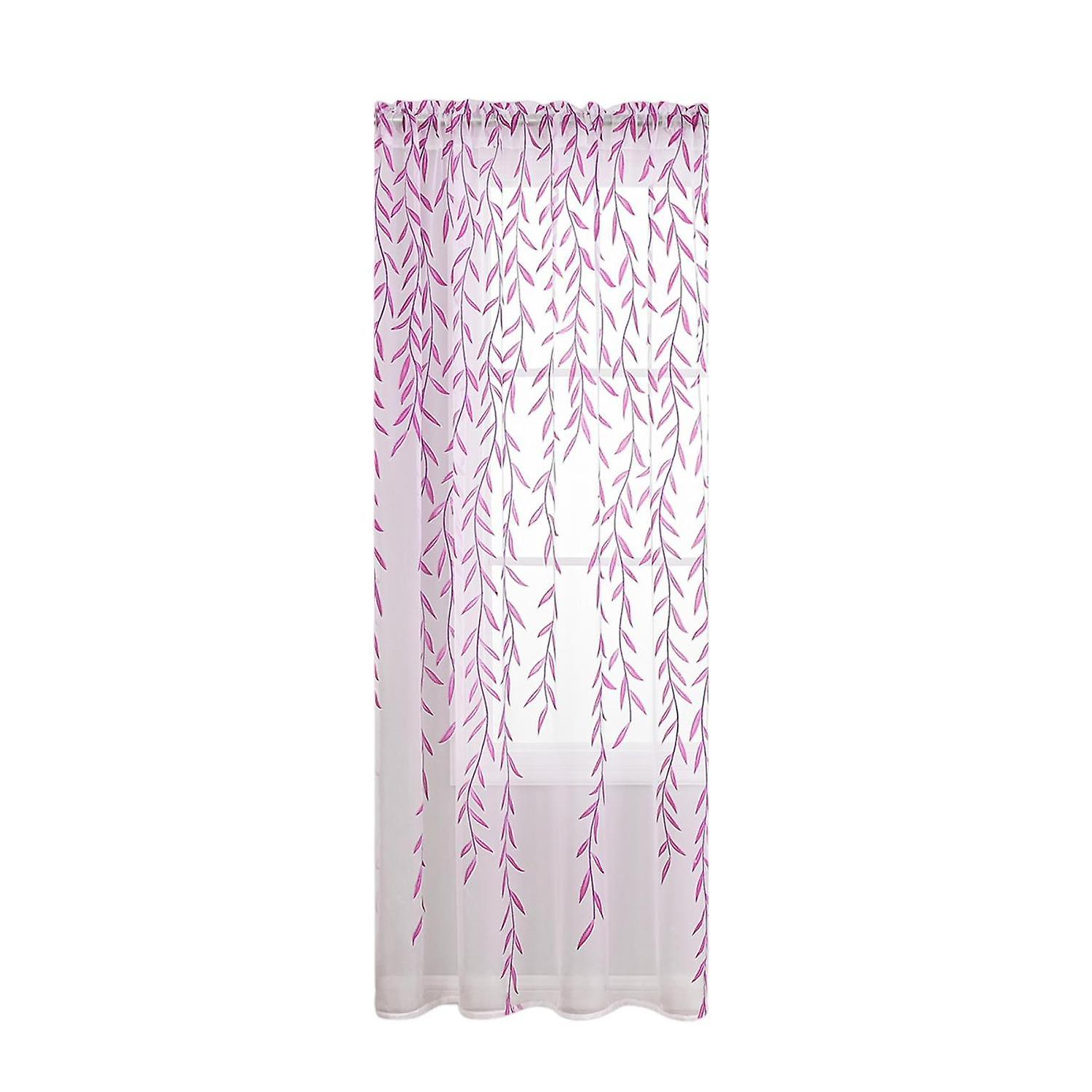 Pastoral Style Thin Semi-shading Window Curtain Living Room Wicker Print Tulle Drape Panel Sheer