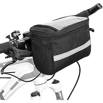 Bolsa de manillar de bicicleta de gran capacidad Cesta delantera de bicicleta impermeable con funda de teléfono transparente refle