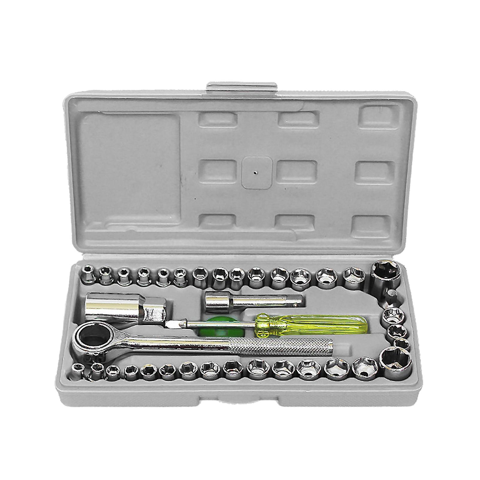 40pcs Wrench & Socket Tool Kit Drive Socket Wrench Set