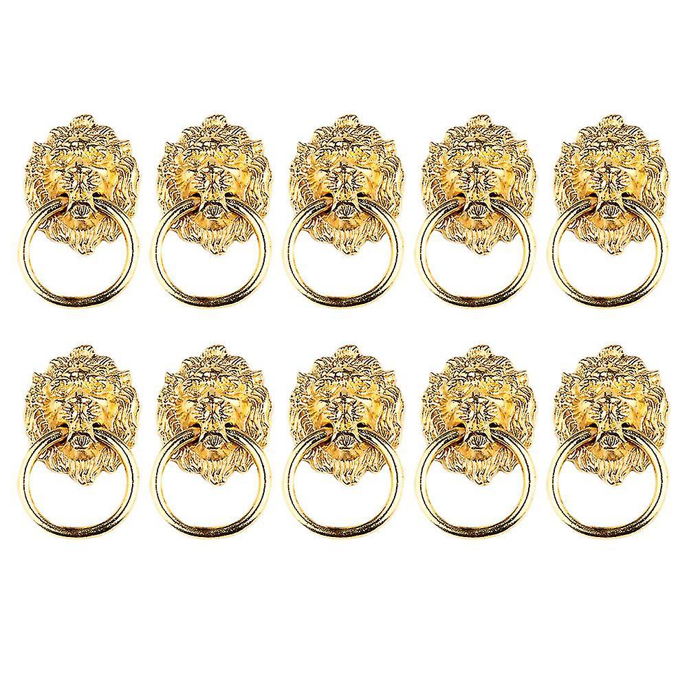 10pcs Drawer Cabinet Lion Head Pull Handle Knobs With Drawer Ring Door Rings Pull Handle Knobs For H